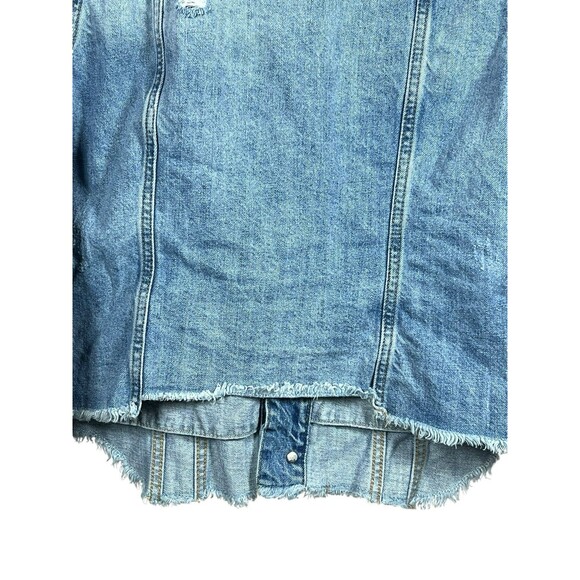 Blank NYC Heavily Distressed Raw Hem Denim Jean Jacket Women's Size Small - Picture 9 of 10